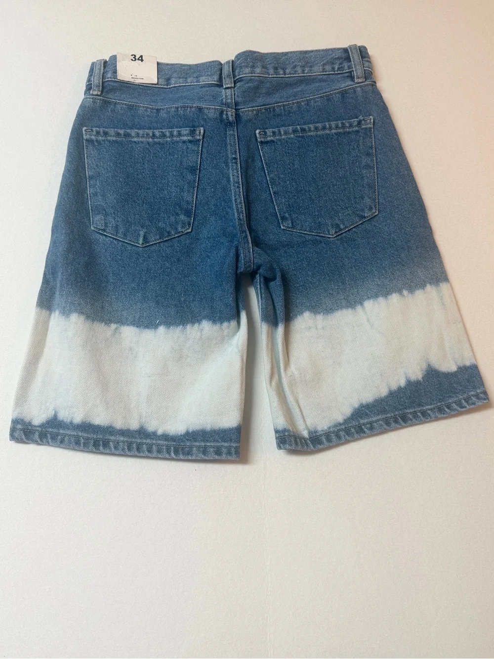 MNG Denim Bermuda Shorts Size 2 Blue White Bleached NWT